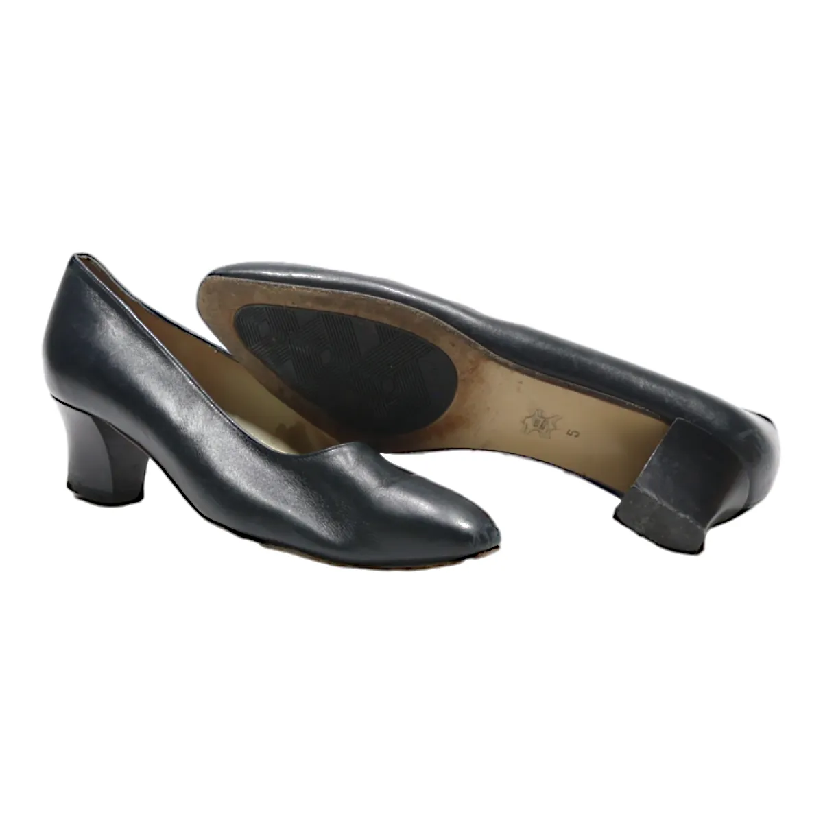 BALLY Court Heels Black Leather Womens UK 3