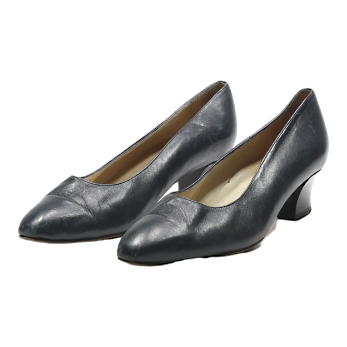 BALLY Court Heels Black Leather Womens UK 3