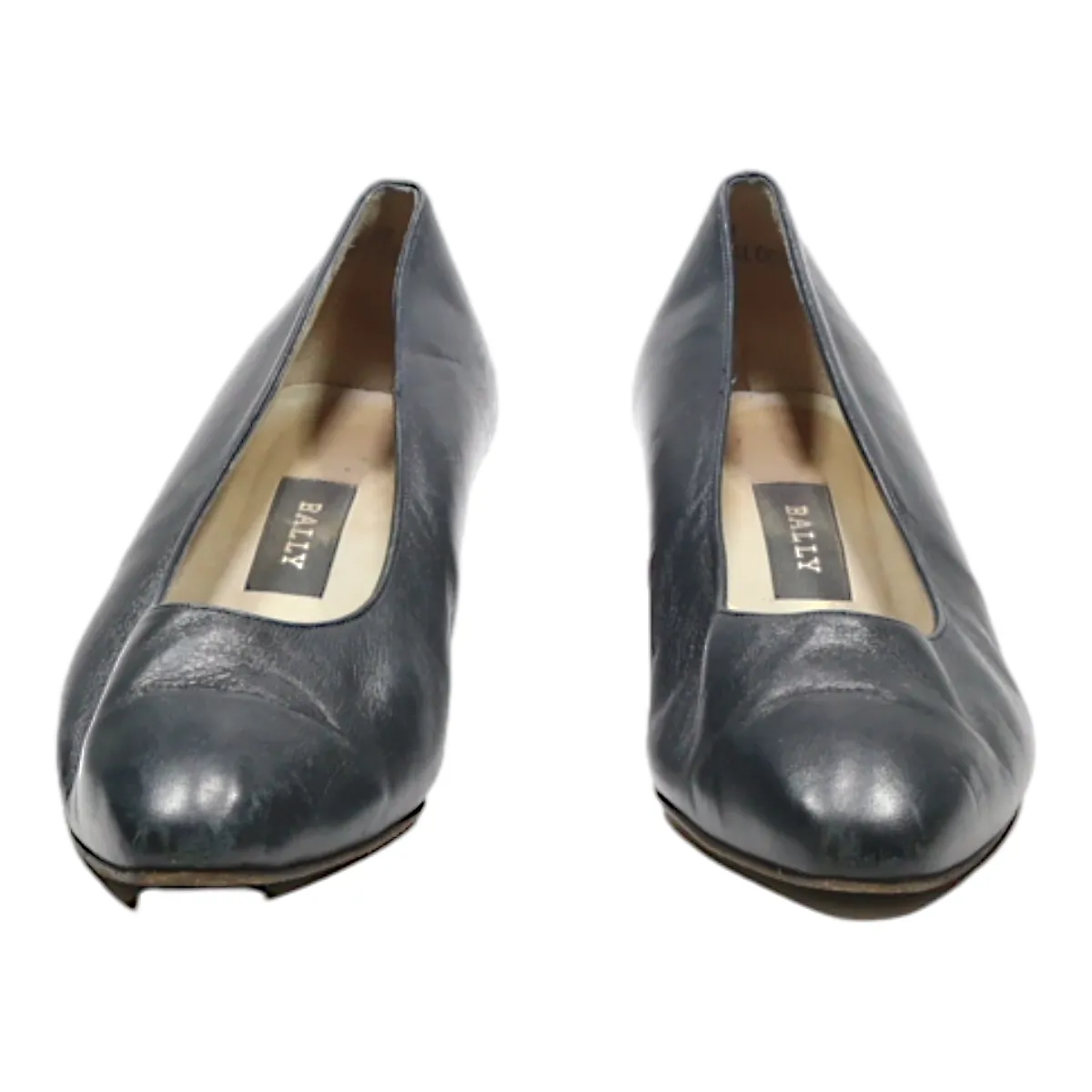 BALLY Court Heels Black Leather Womens UK 3