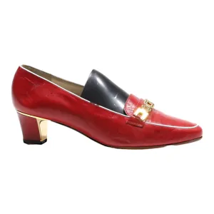 BALLY Court Heels Red Leather Womens UK 4.5