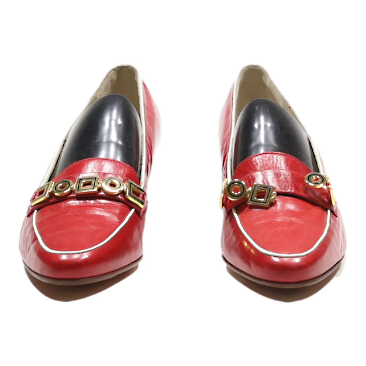 BALLY Court Heels Red Leather Womens UK 4.5