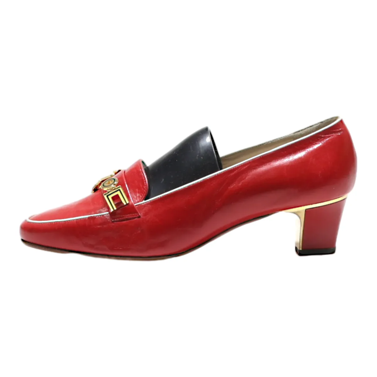BALLY Court Heels Red Leather Womens UK 4.5