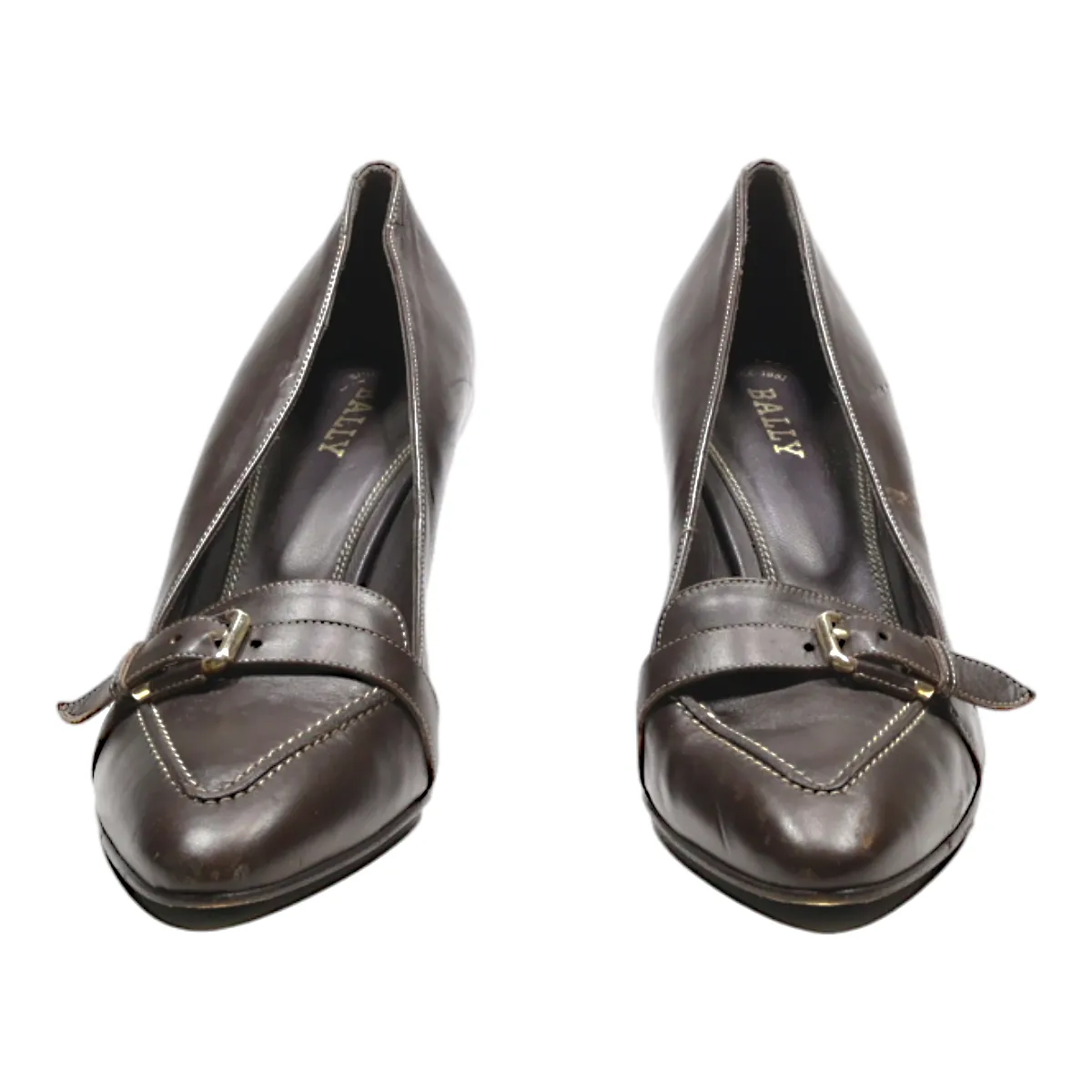 BALLY Pump Heels Brown Leather Womens UK 9.5