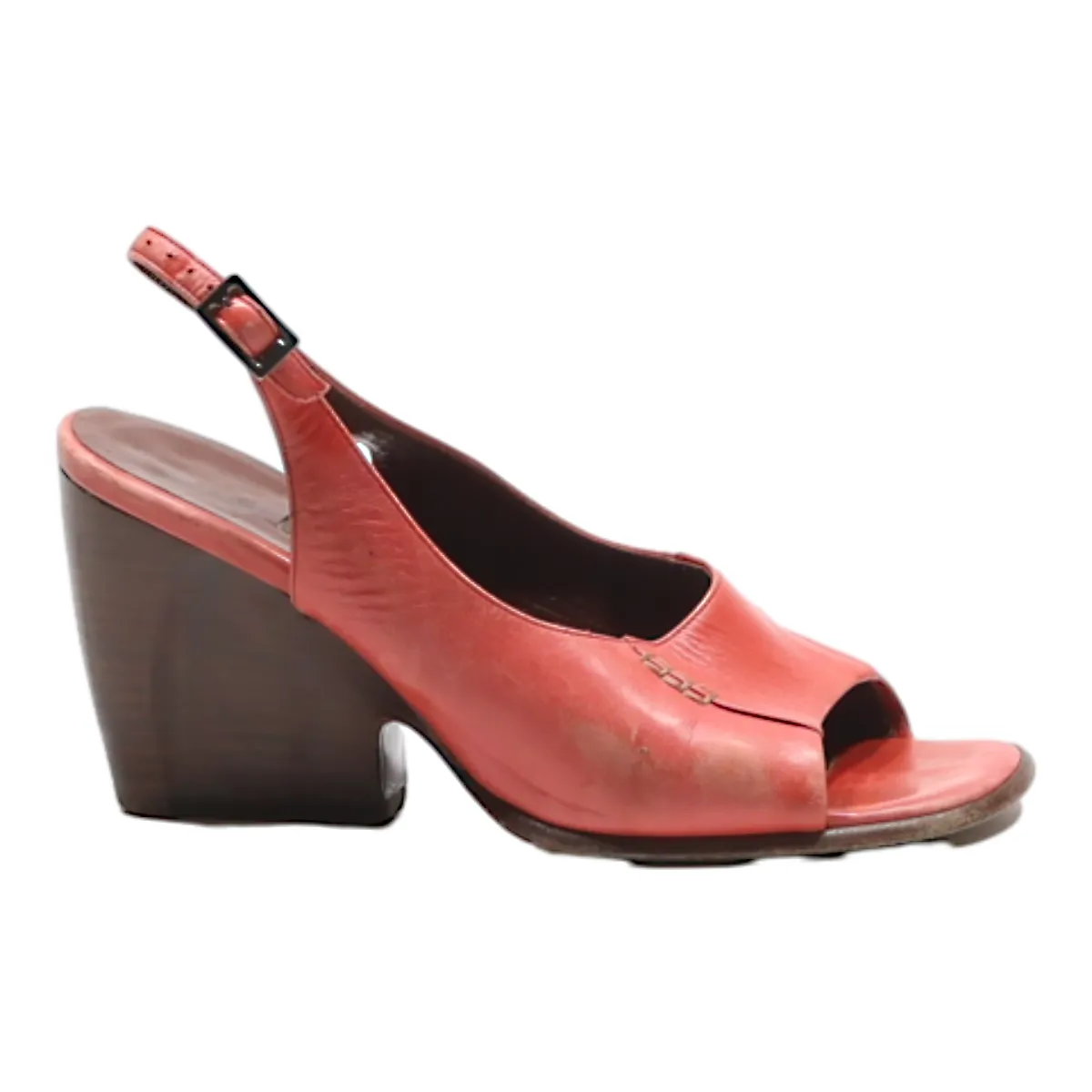 BALLY  Slingback Heels Red Leather Womens UK 3.5