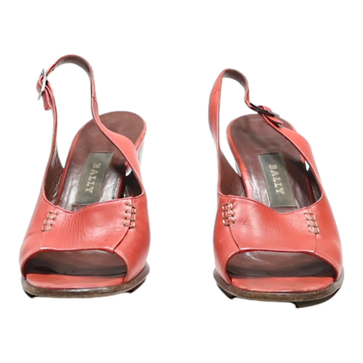 BALLY  Slingback Heels Red Leather Womens UK 3.5