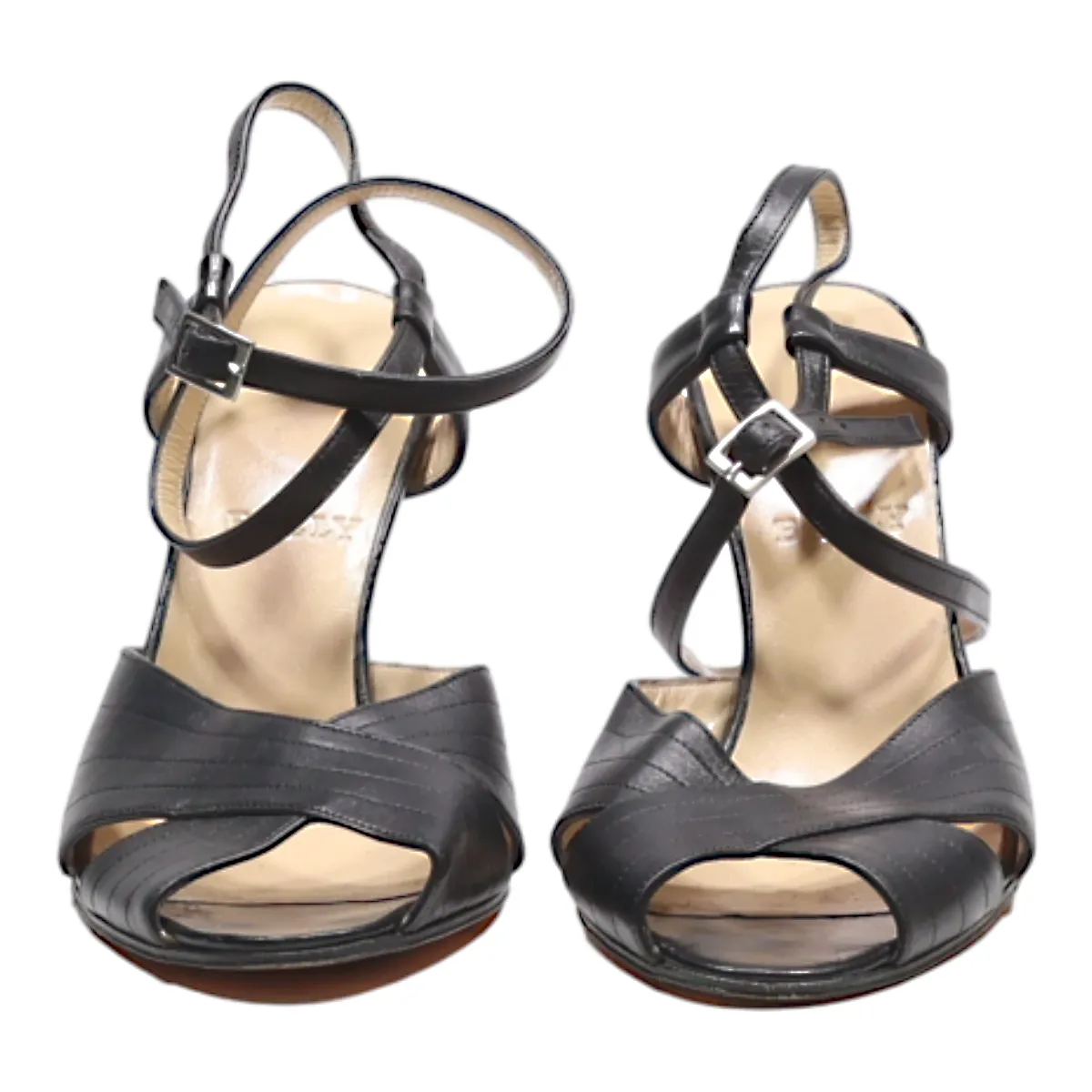 BALLY Strappy Heels Black Leather Womens UK 3