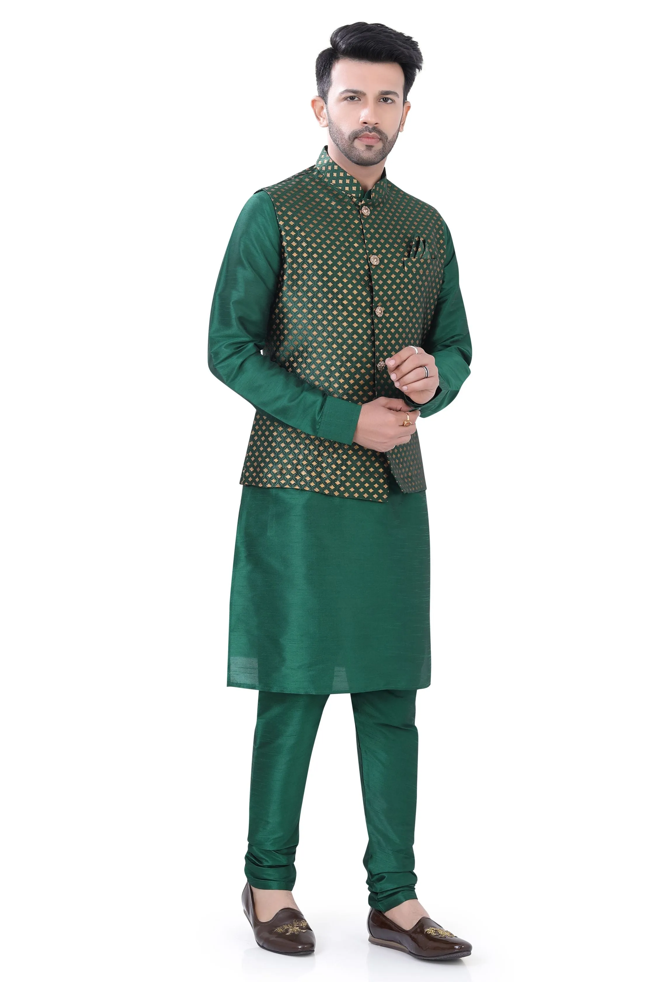 Banarasi 3 pieces Vest Coat suit