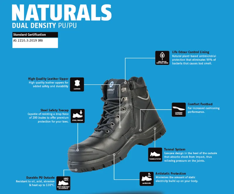 Bata - Safety Shoes - Atlas Zip Naturals Black (Size 9)