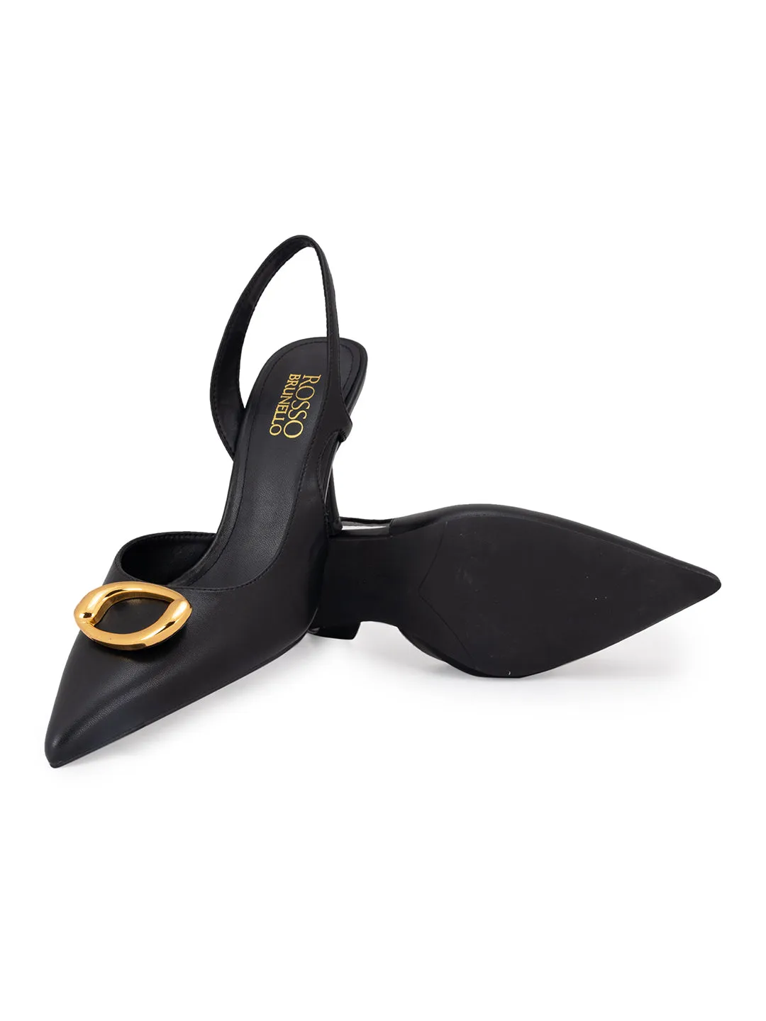 Black Pointed Toe Slingback Heels