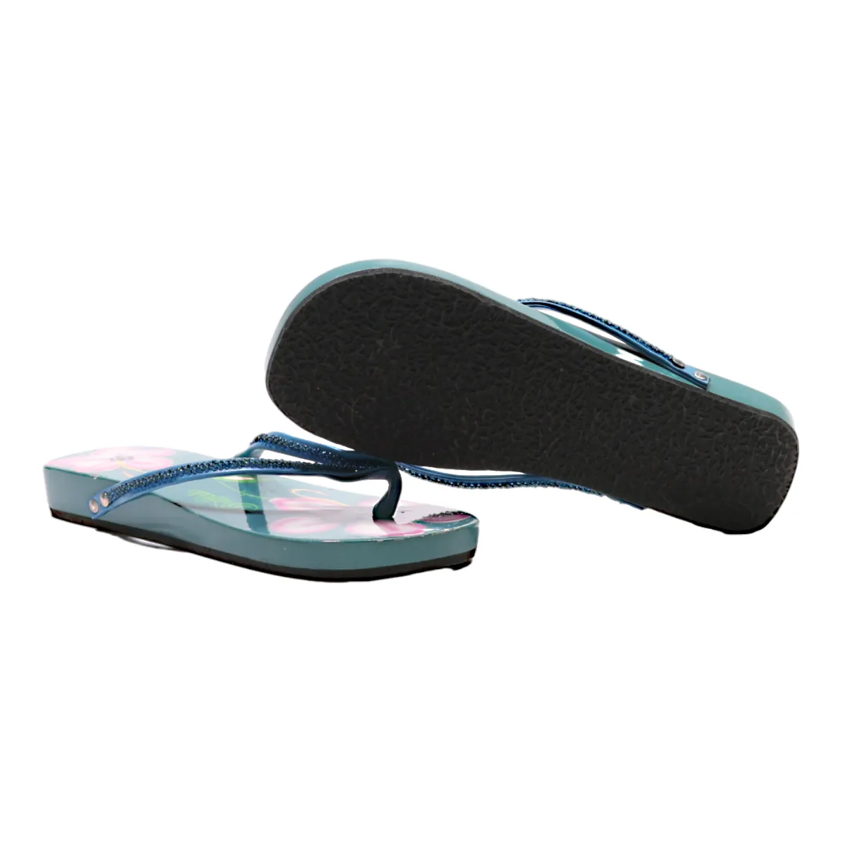 BUFFALO Flip Flop Sandals Blue Synthetic Womens UK 4