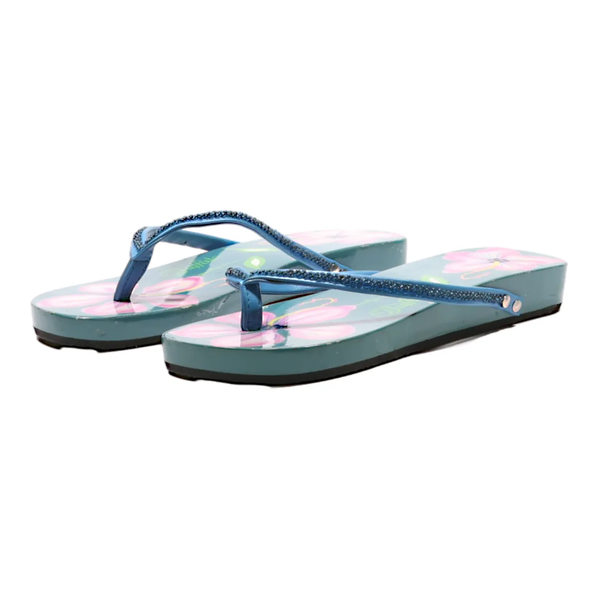 BUFFALO Flip Flop Sandals Blue Synthetic Womens UK 4