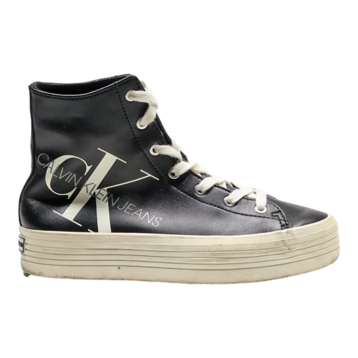 CALVIN KLEIN High Top Trainers Black Synthetic Mens UK 8