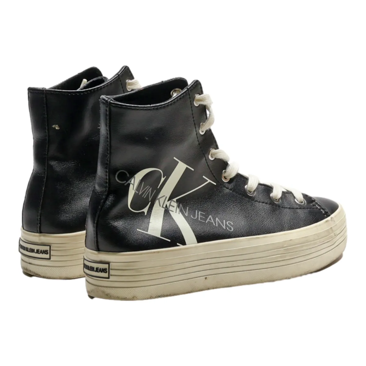 CALVIN KLEIN High Top Trainers Black Synthetic Mens UK 8