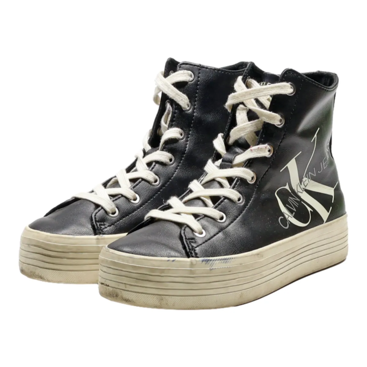 CALVIN KLEIN High Top Trainers Black Synthetic Mens UK 8