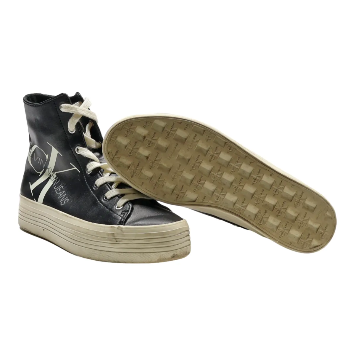 CALVIN KLEIN High Top Trainers Black Synthetic Mens UK 8