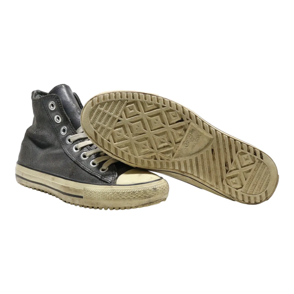 CONVERSE High Top Trainers Black Leather Womens UK 8