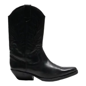 Cowboy Boots Black Leather Womens UK 8