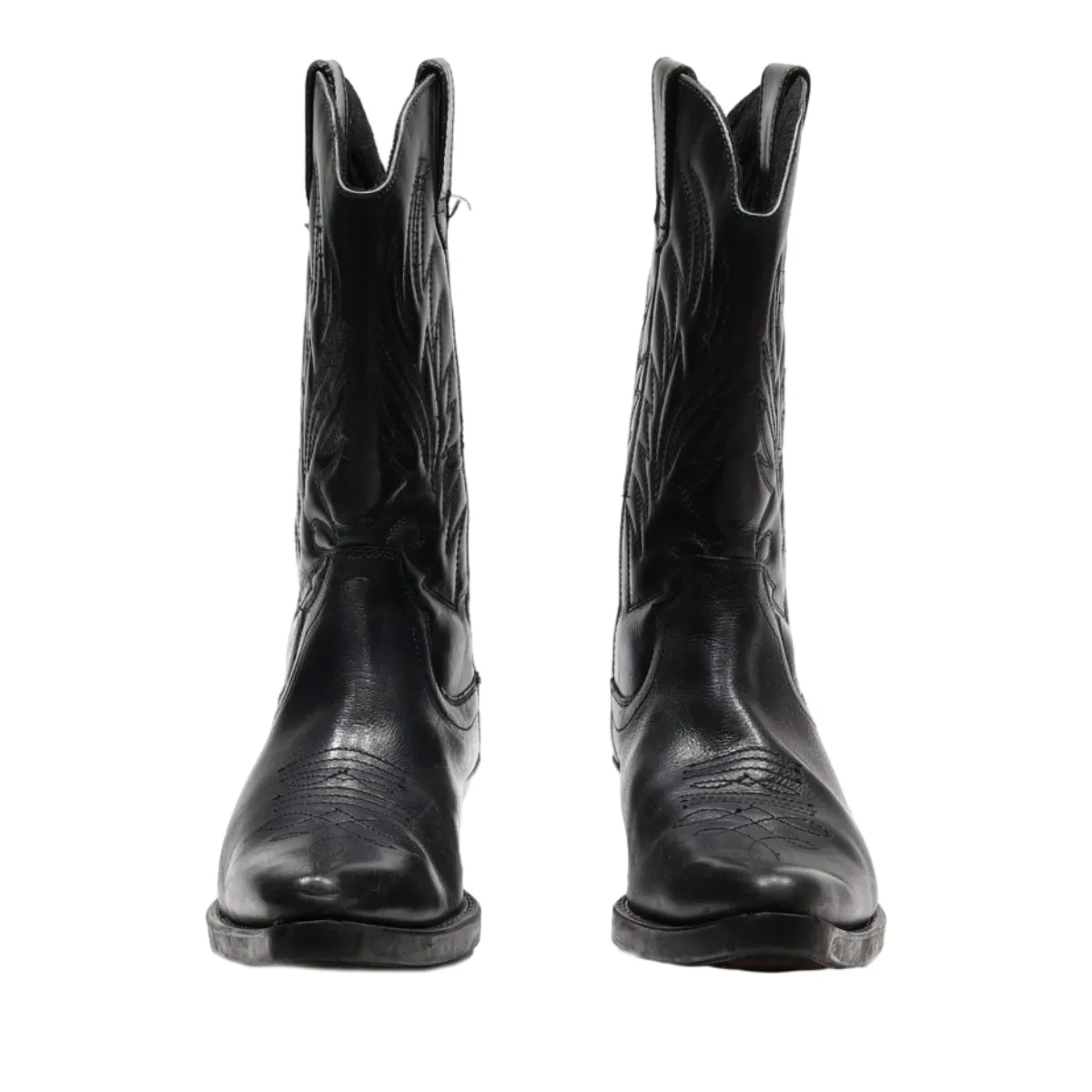 Cowboy Boots Black Leather Womens UK 8