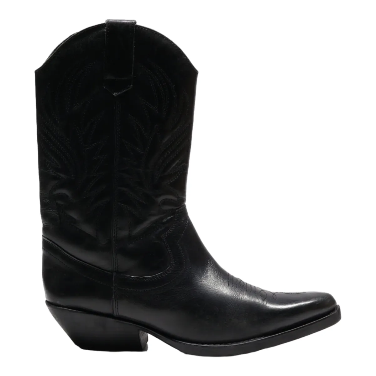 Cowboy Boots Black Leather Womens UK 8