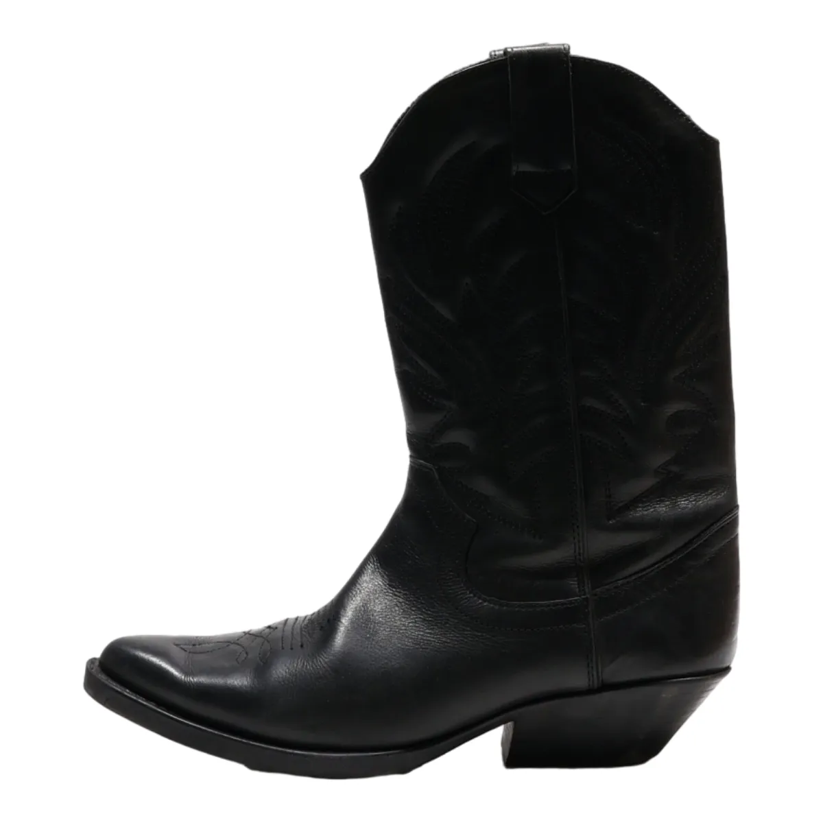 Cowboy Boots Black Leather Womens UK 8