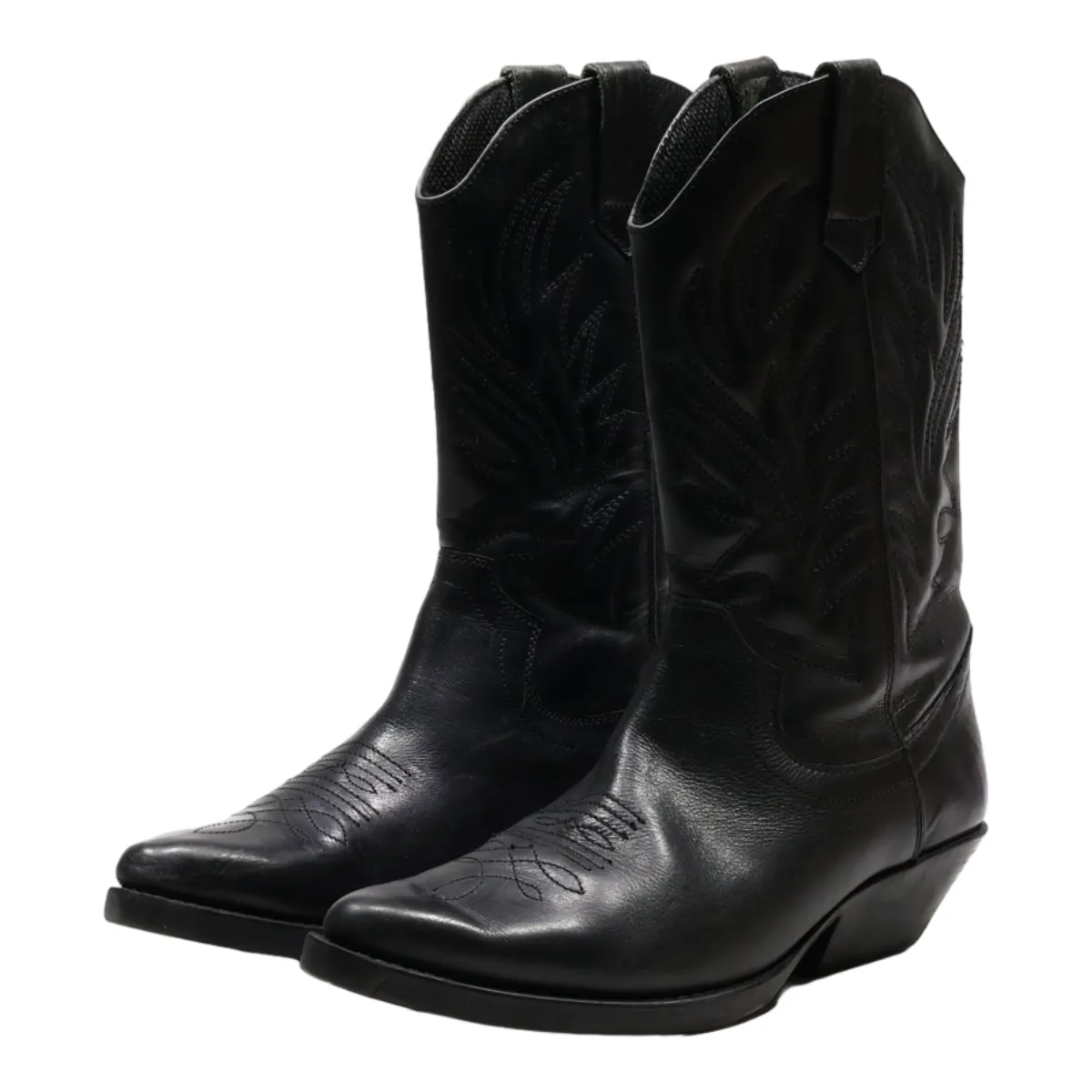 Cowboy Boots Black Leather Womens UK 8