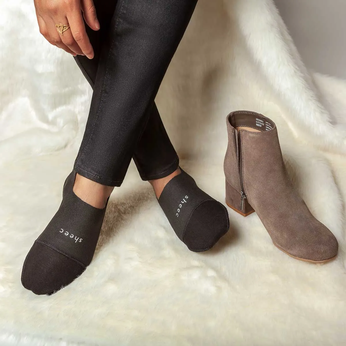 Cozy Fleece No Show Socks | BLACK 4 Pairs