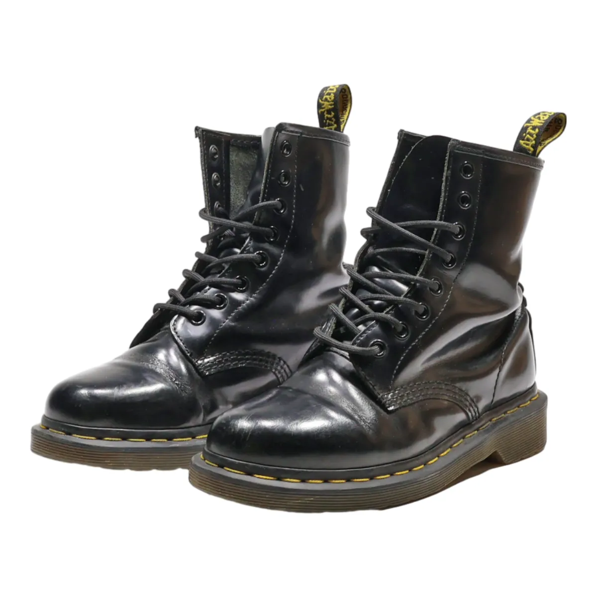 DR MARTENS Lace-Up Boots Black Leather Womens UK 4