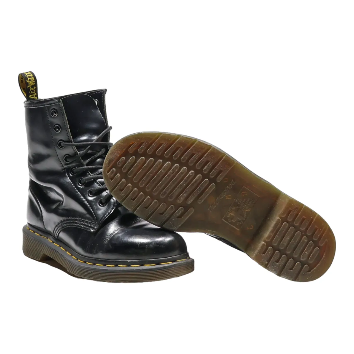 DR MARTENS Lace-Up Boots Black Leather Womens UK 4