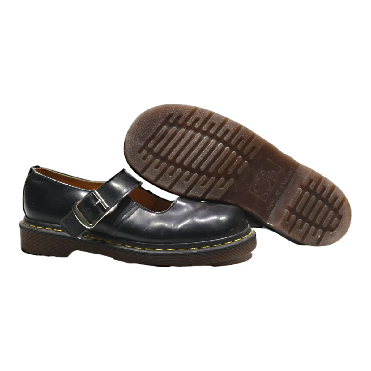 DR MARTENS Mary Jane Made In England Ballet Shoes Black Leather Womens UK 5