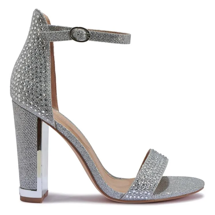 DUFF1 SHIMMER PROM BLOCK HEEL SANDAL