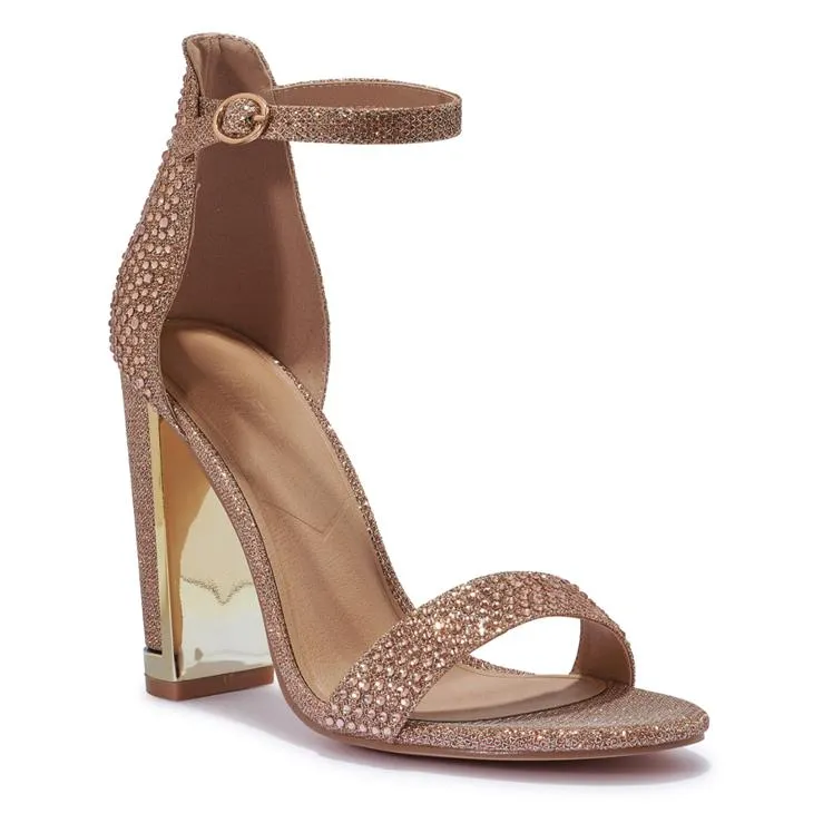 DUFF1 SHIMMER PROM BLOCK HEEL SANDAL