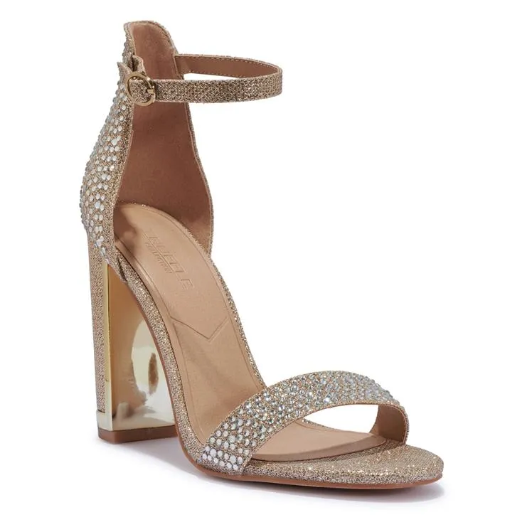 DUFF1 SHIMMER PROM BLOCK HEEL SANDAL