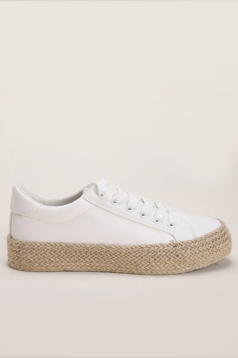 Famous Store White Espadrille Platform Trainer Shoes