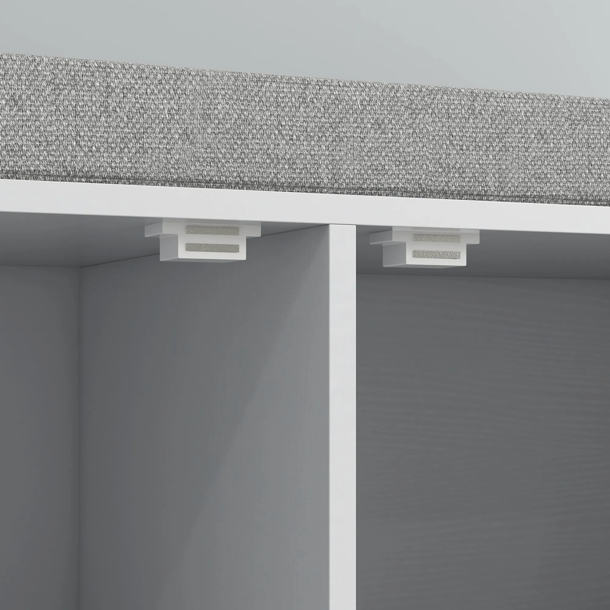 HOMCOM Shoe Rack Bench with 2 Cabinets with Cushion, in Linen Effect Fabric, Wood and Steel, 84x35x50 cm, White