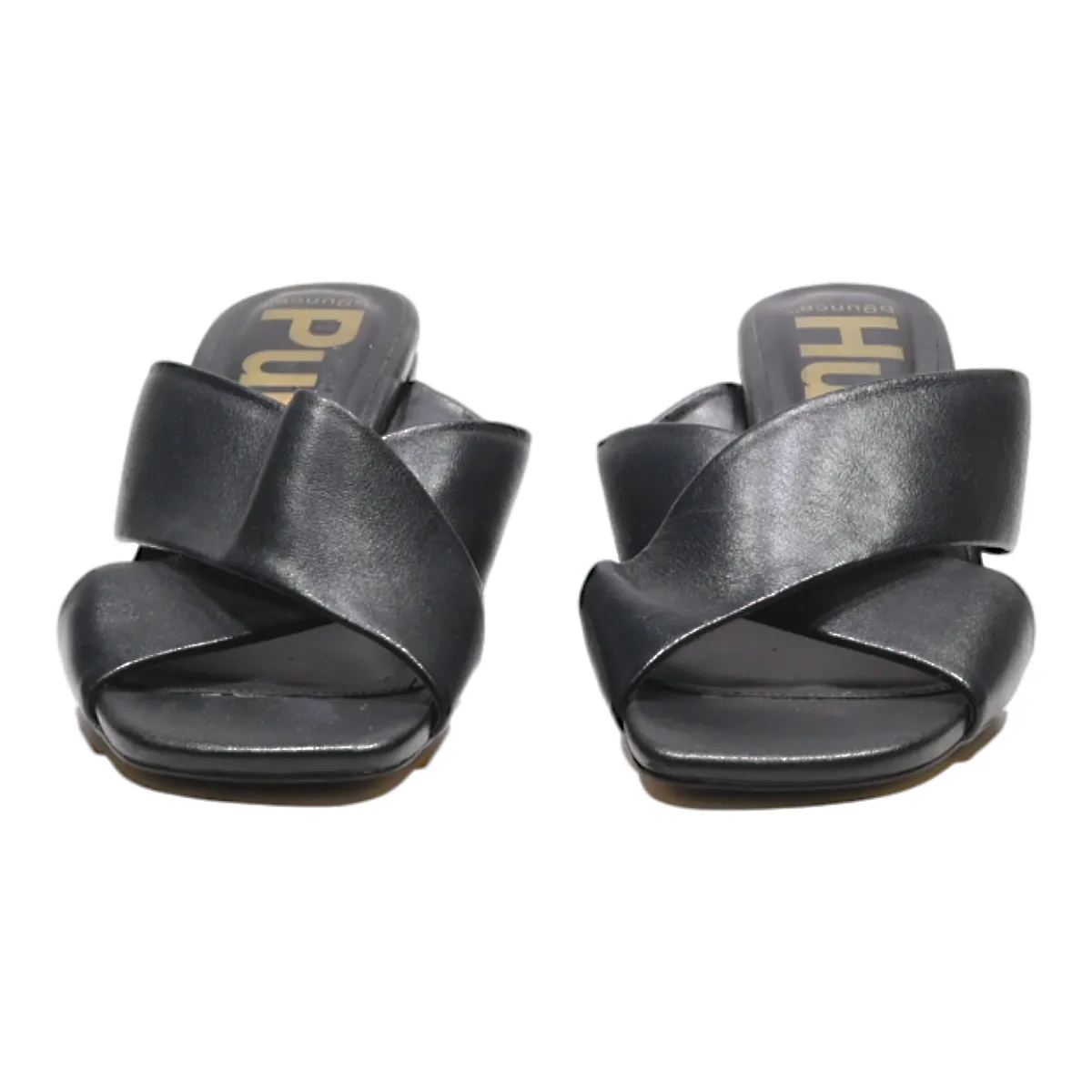 HUSH Bounce Block Heels Black Leather Womens UK 7