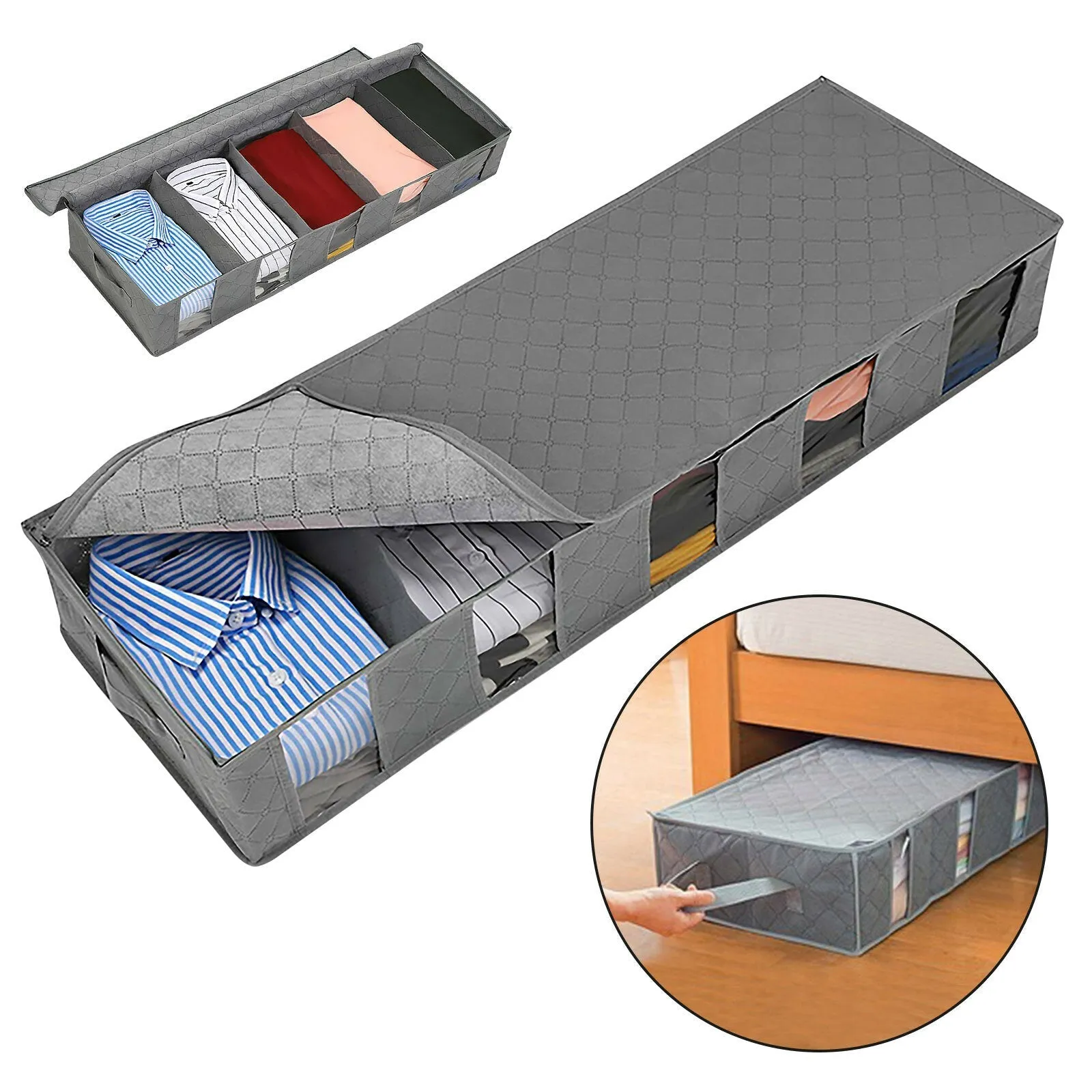 Large Capacity Under Bed Storage Bag for Shoes, Duvet, and Clothes - Non-Woven Container