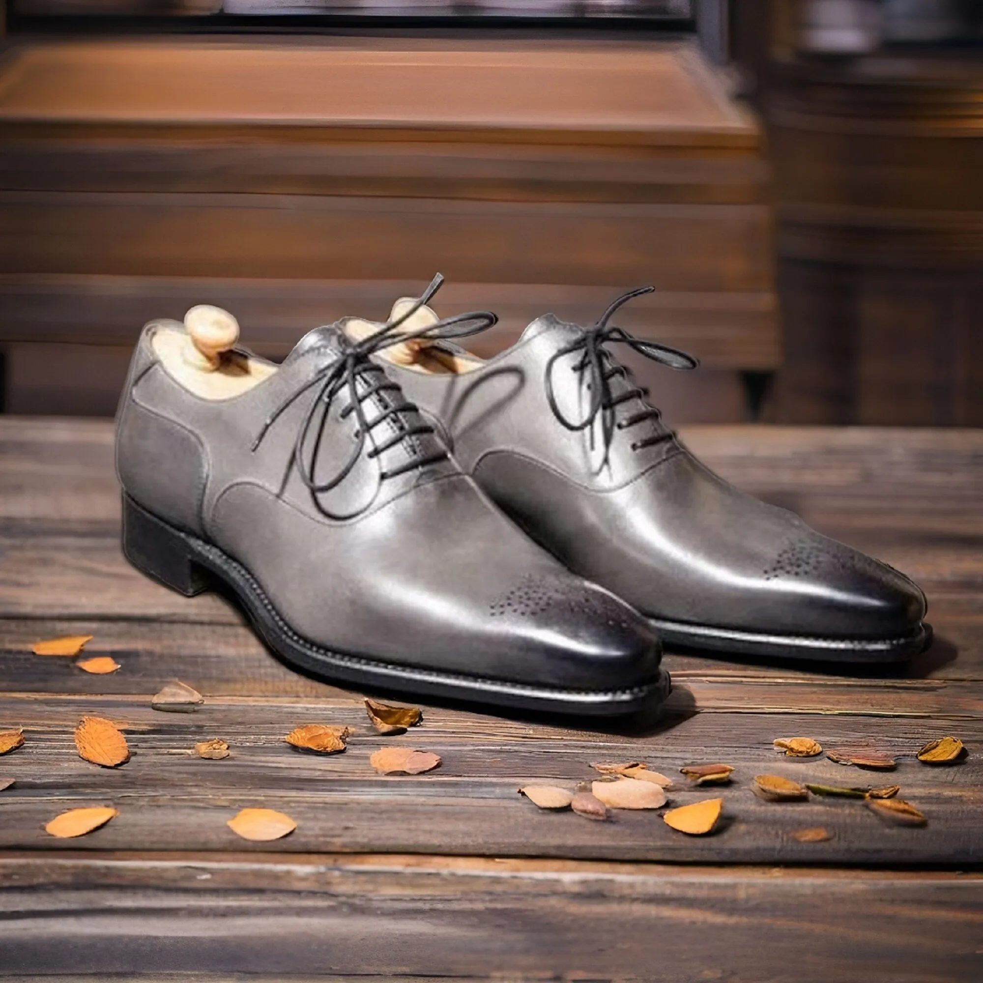 men gray Leather dress shoes, men formal shoes, leather shoes Men Style Gift For Men