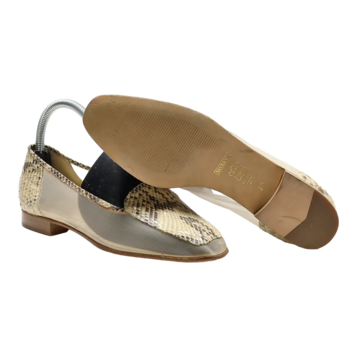 MICHAEL ZURICH Loafer Shoes Beige Leather Womens UK 5