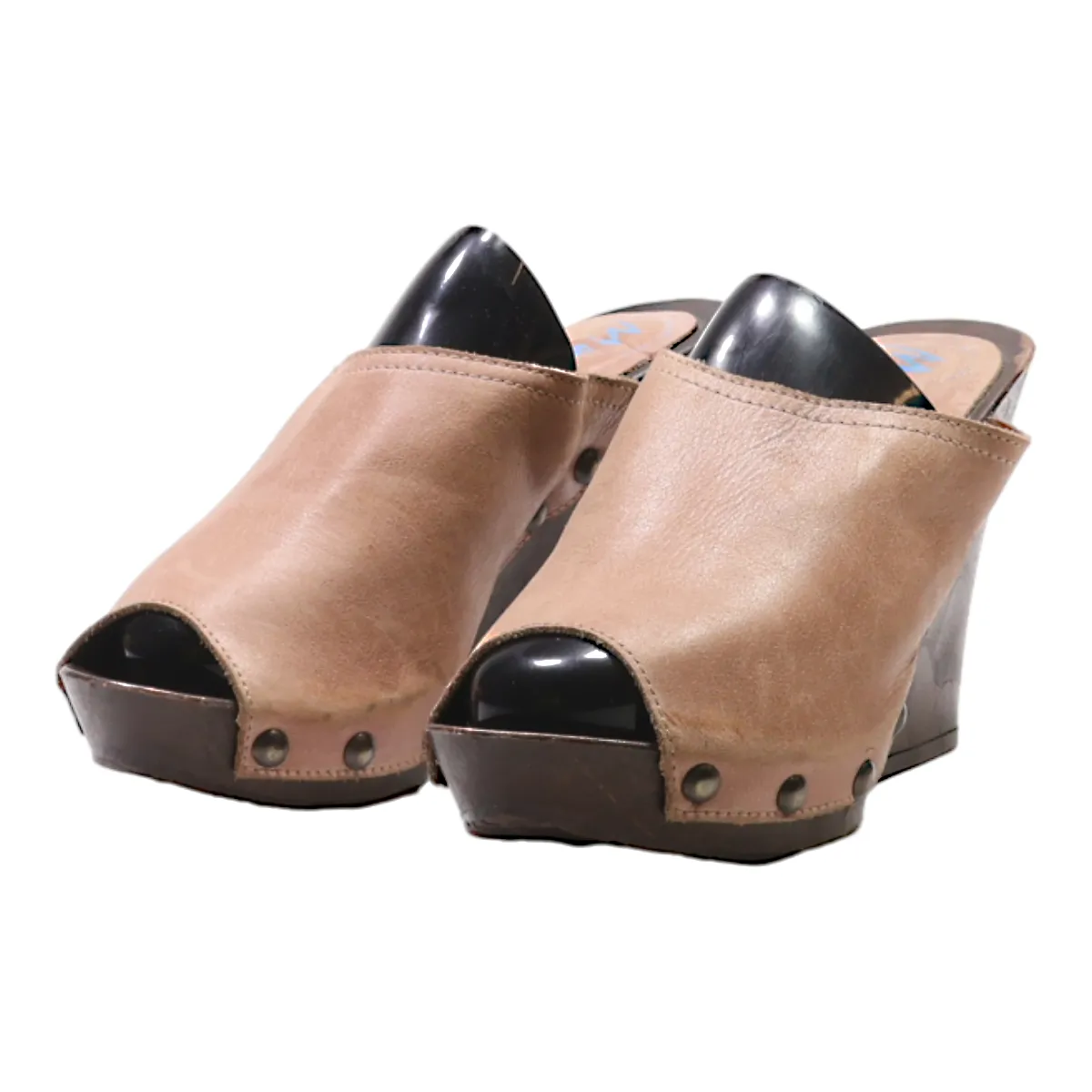 MUSTANG Wedge Heels Beige Leather Womens UK 4