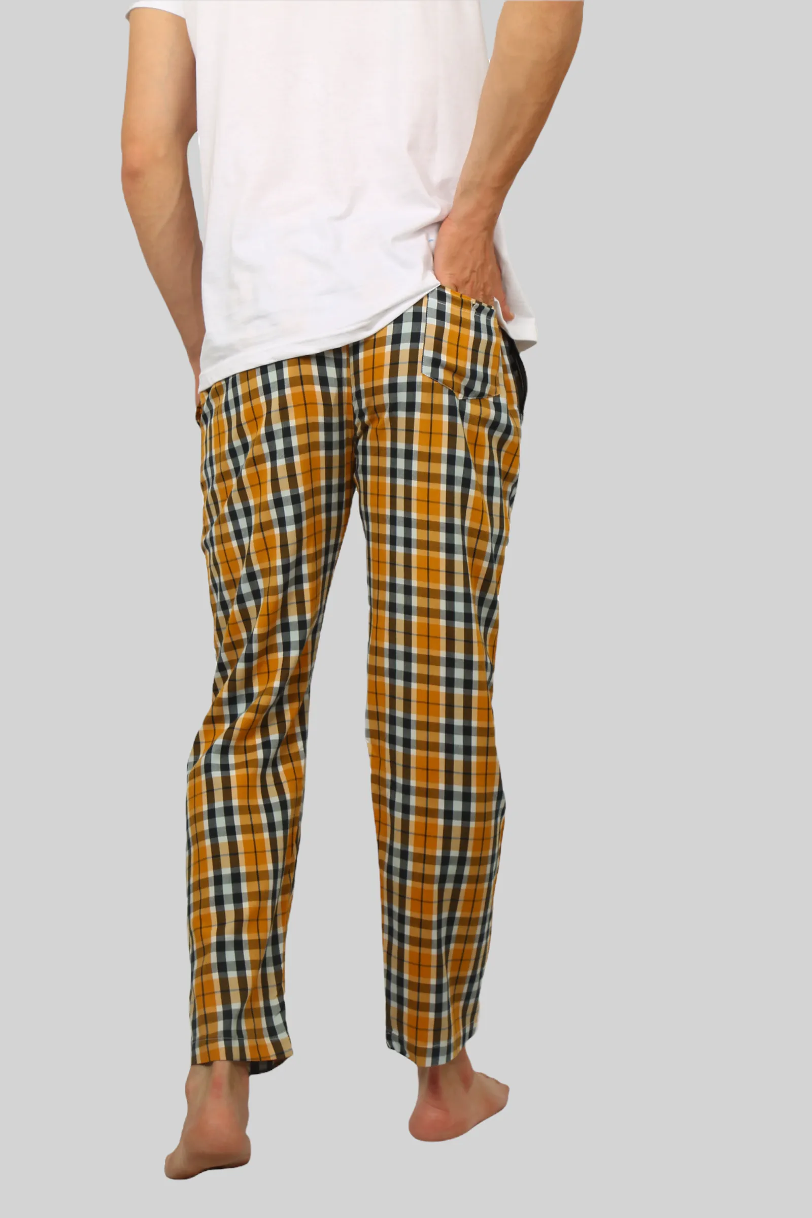 Mustard soft and super comfortable checkered pajamas for men
