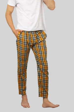 Mustard soft and super comfortable checkered pajamas for men
