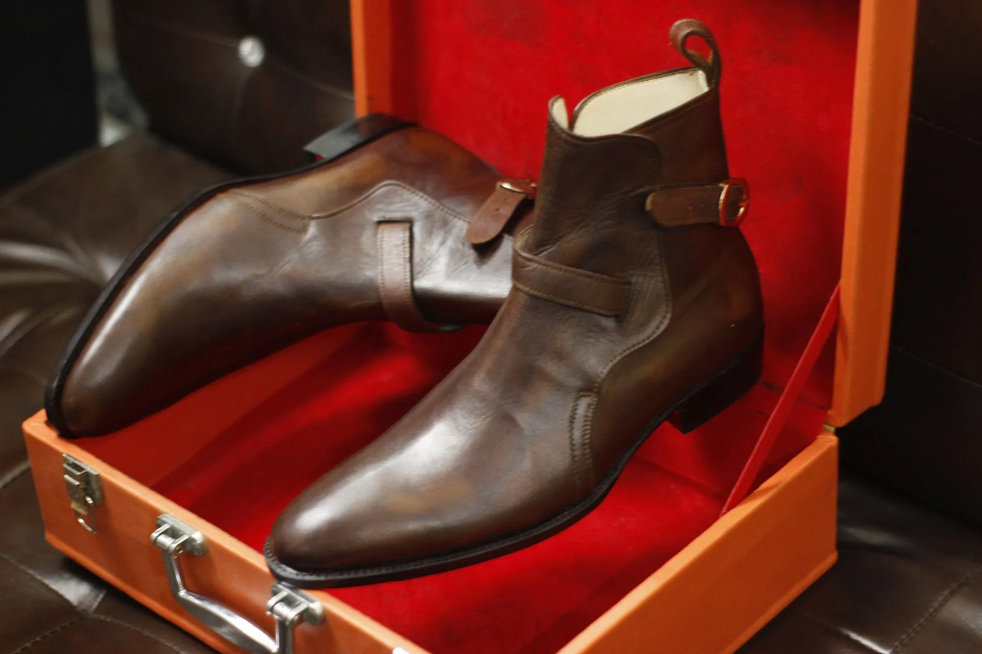New Men's Handmade Brown Leather Jodhpurs Ankle High Dress & Casual Wear Boots