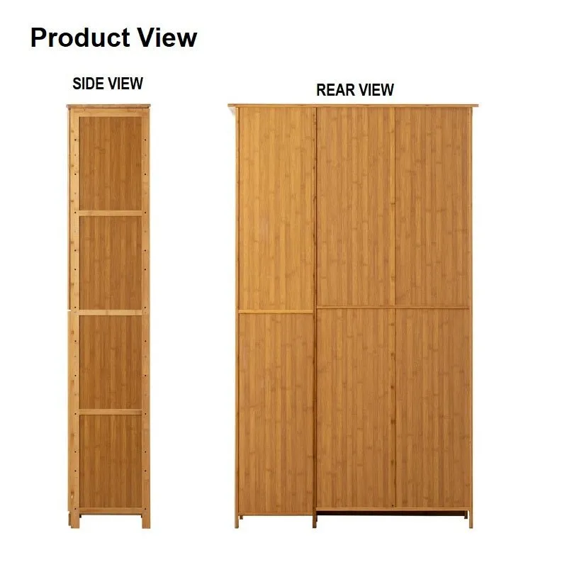 NNEDSZ 10 Tier Bamboo Large Capacity Storage Shelf Shoe Rack Cabinet 6 Doors 1 Drawer