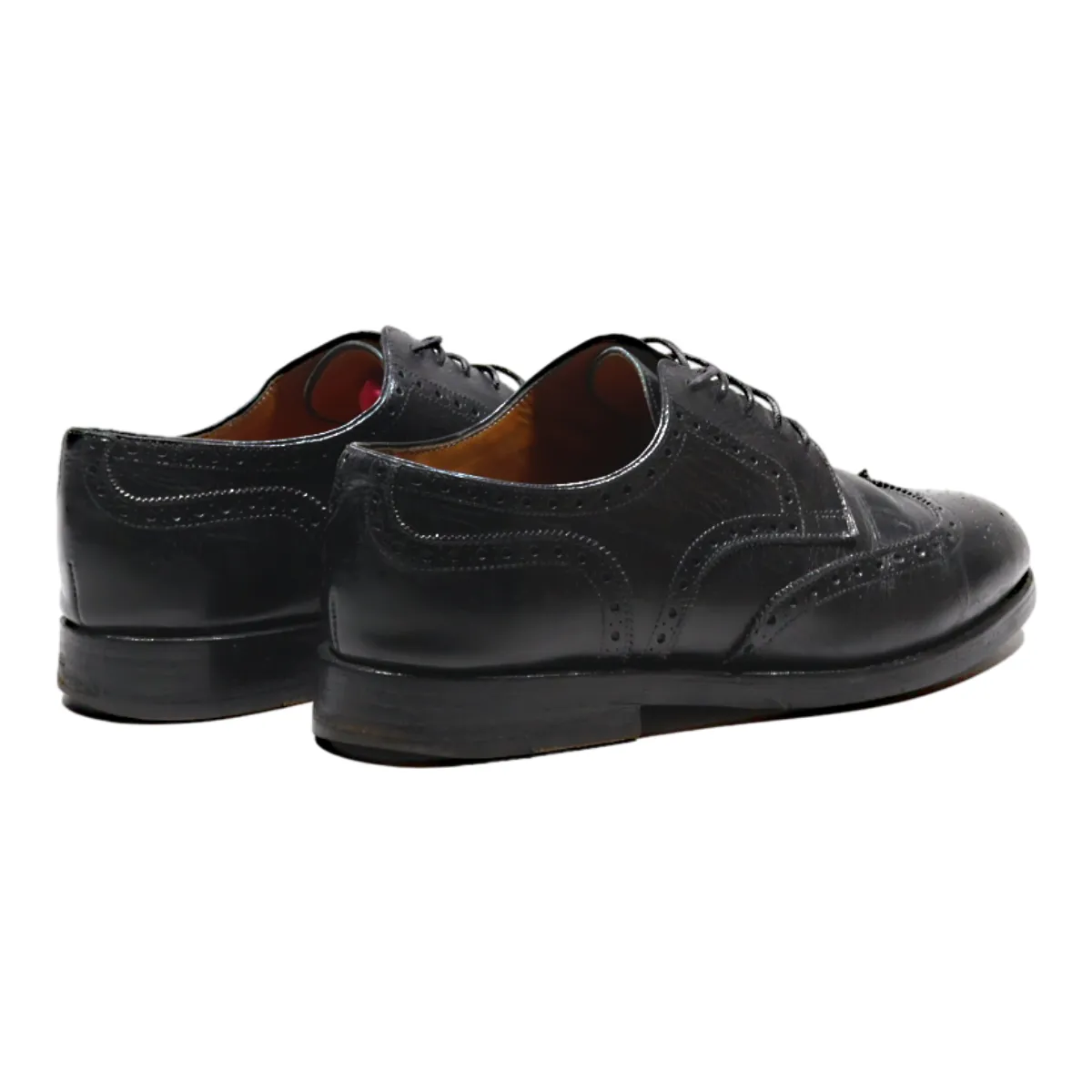 PRIME SHOES Brogue Shoes Black Leather Mens UK 8