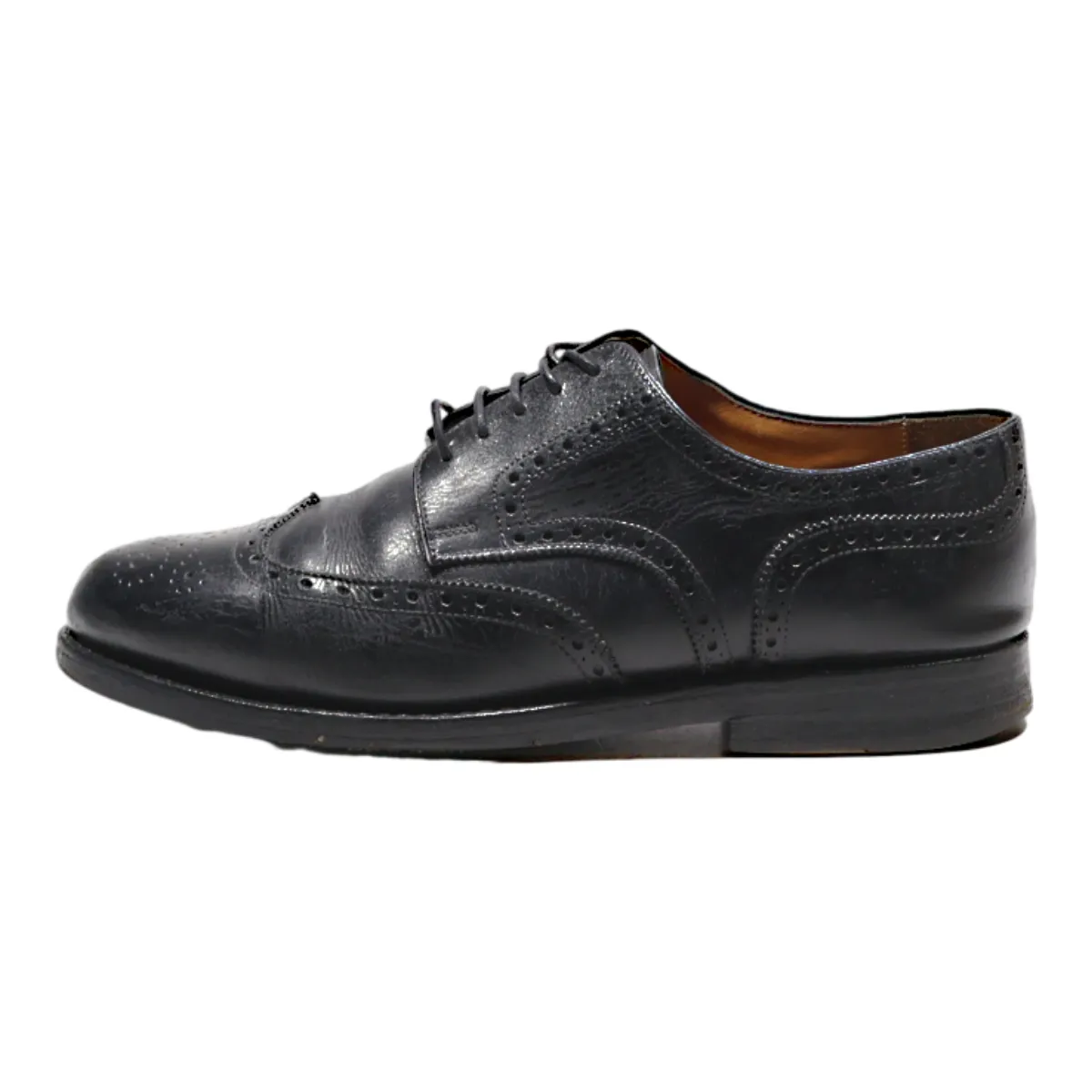 PRIME SHOES Brogue Shoes Black Leather Mens UK 8
