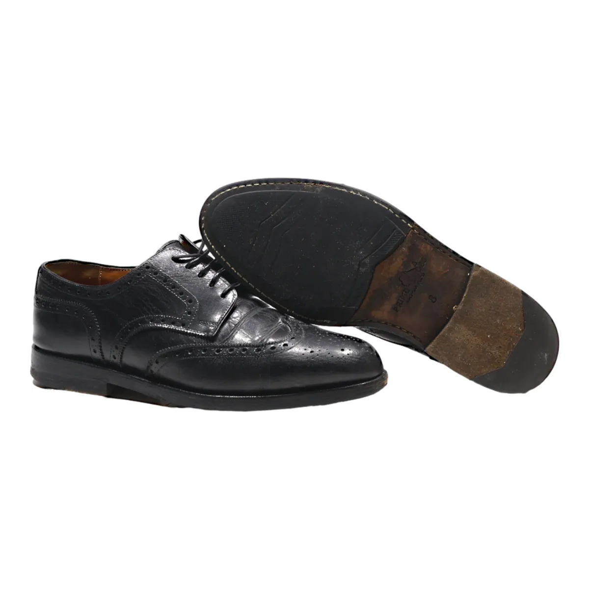 PRIME SHOES Brogue Shoes Black Leather Mens UK 8