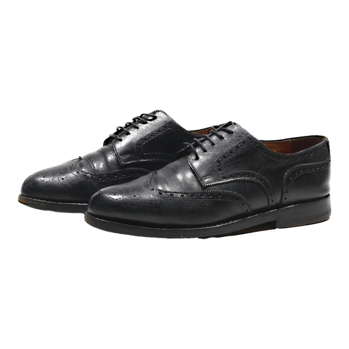 PRIME SHOES Brogue Shoes Black Leather Mens UK 8