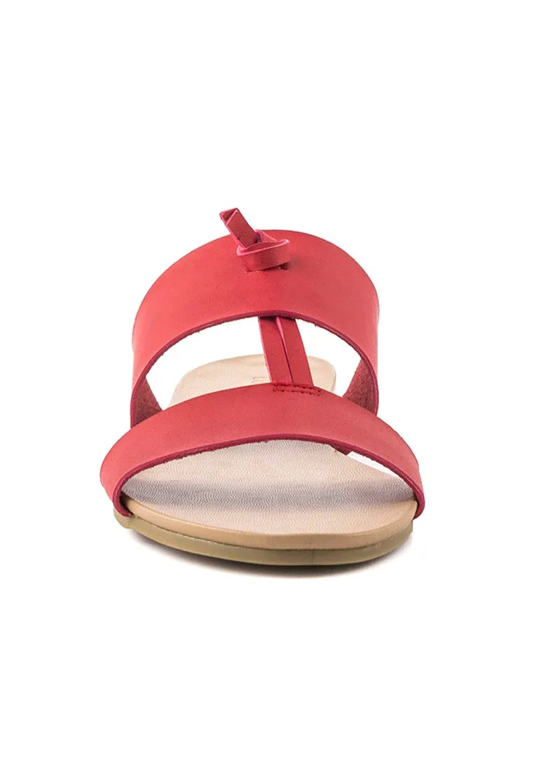 Red Slip-On Flat Sandal