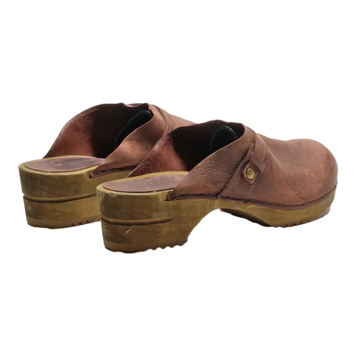 SANITA Clog Shoes Brown Leather Womens UK 9