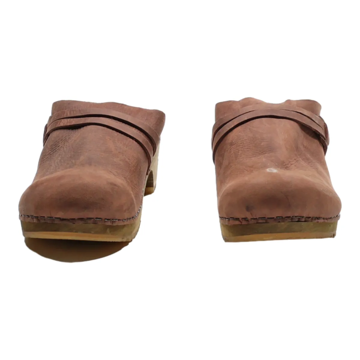 SANITA Clog Shoes Brown Leather Womens UK 9